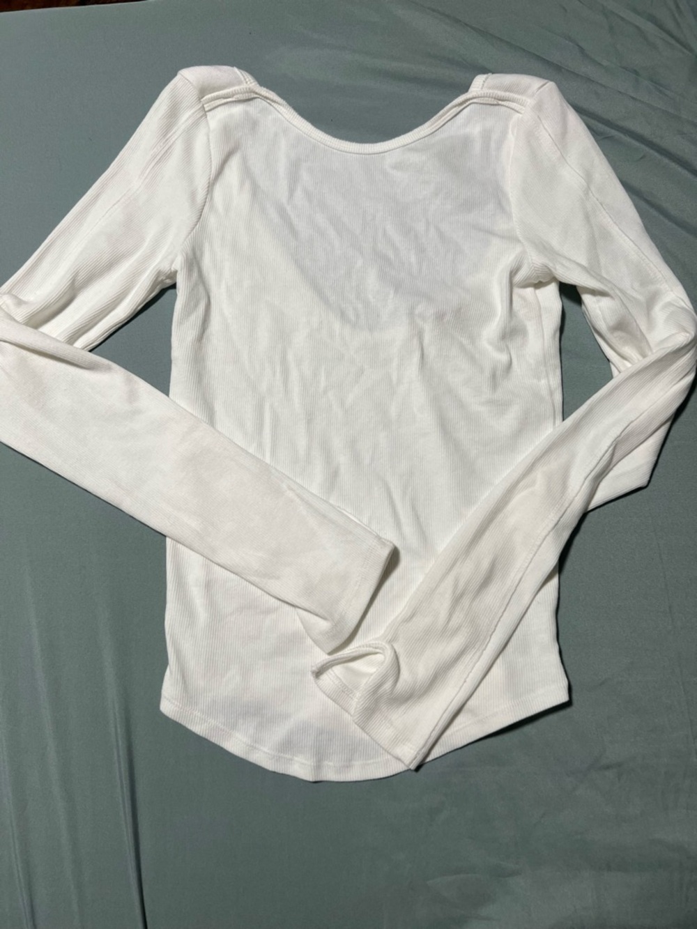 We The Free White Ribbed Long-Sleeve Scoop Neck Top With Low Back